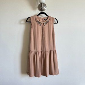 NWOT beige Oasis dress with beaded collar